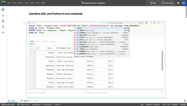 JetBrains Datalore screenshot 2